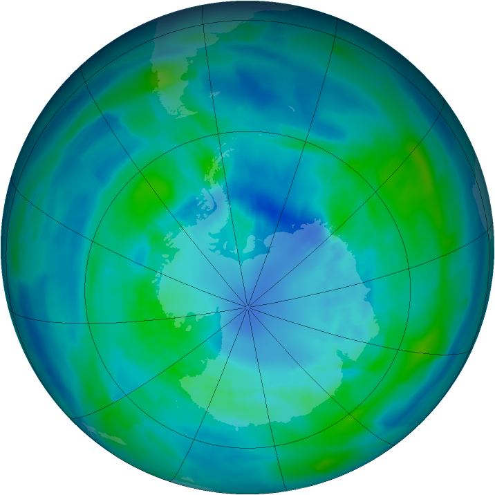 Antarctic ozone map for 05 April 2013